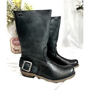 MTNG Originals Leather Zip Up Biker Moto Boots Black 37